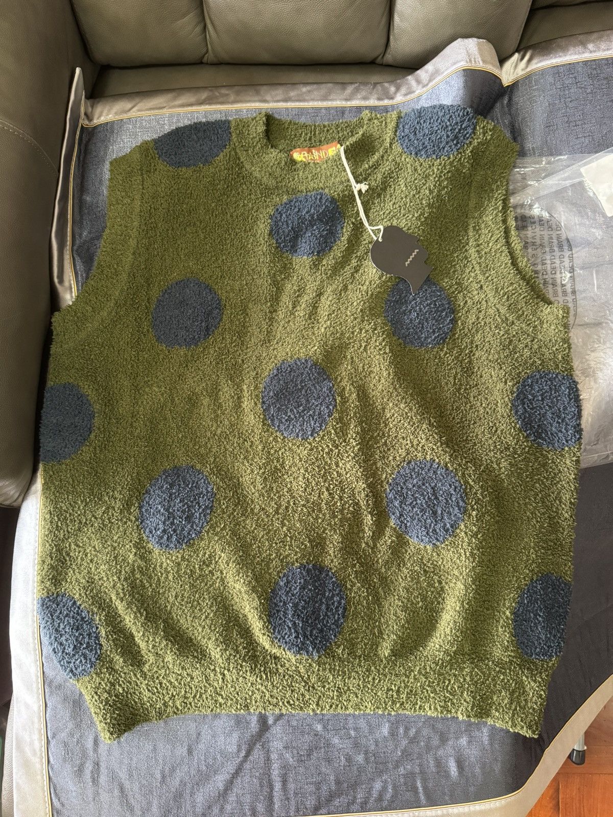 Brain Dead teddy fur dots knit vest