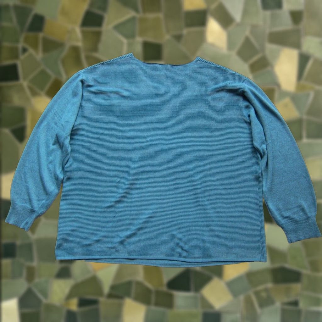 Vintage NWT Ella Moss Blue Ribbed V-Neck Long Sleeve Pullover Tunic Sweater XXL Size XXL / US 16-18 / IT 52-54 - 1 Thumbnail