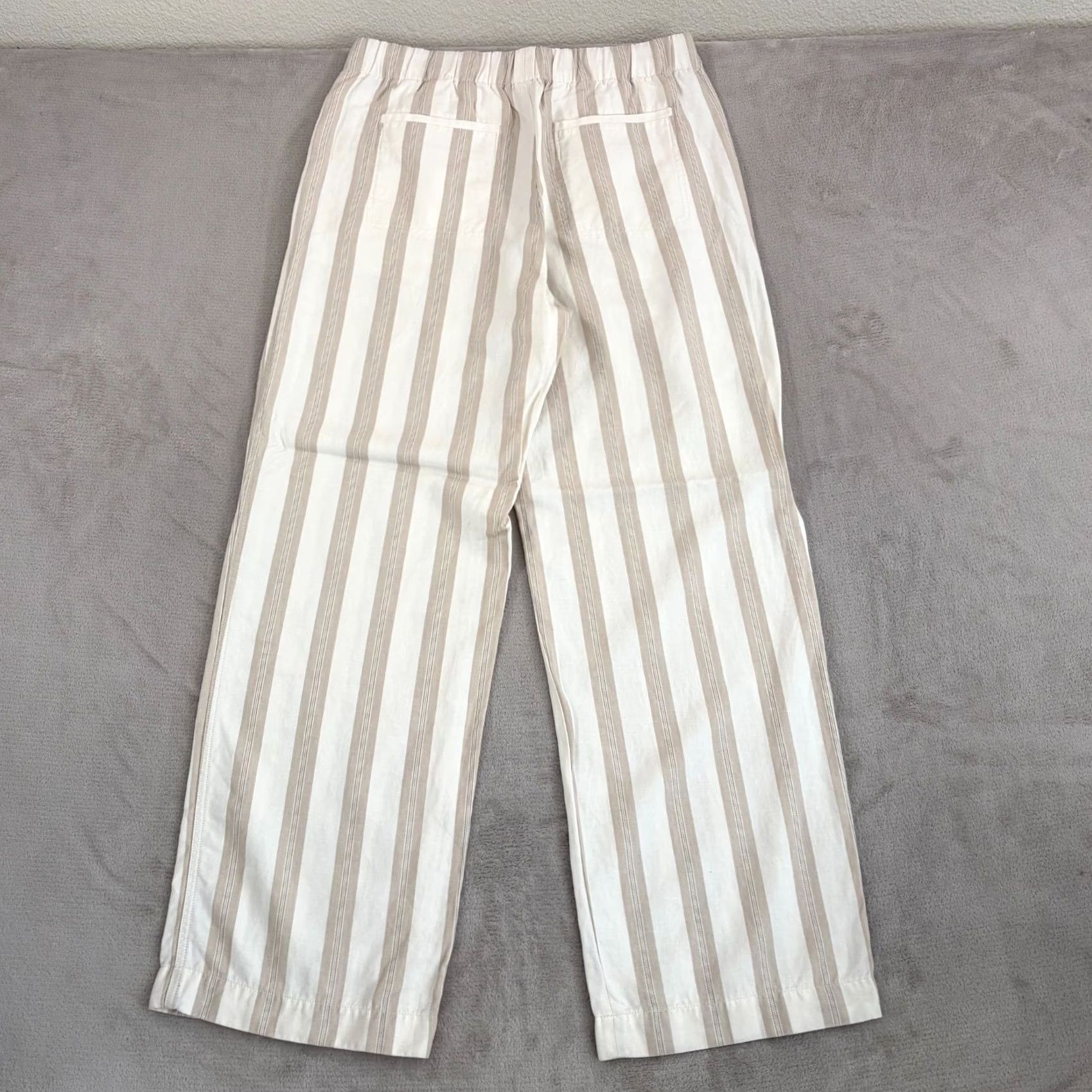 Banana Republic Banana Republic Wide Leg Linen Blend Trouser Pants Beige Stripes Women Large Tall Size 36" / US 14 / IT 50 - 3 Thumbnail