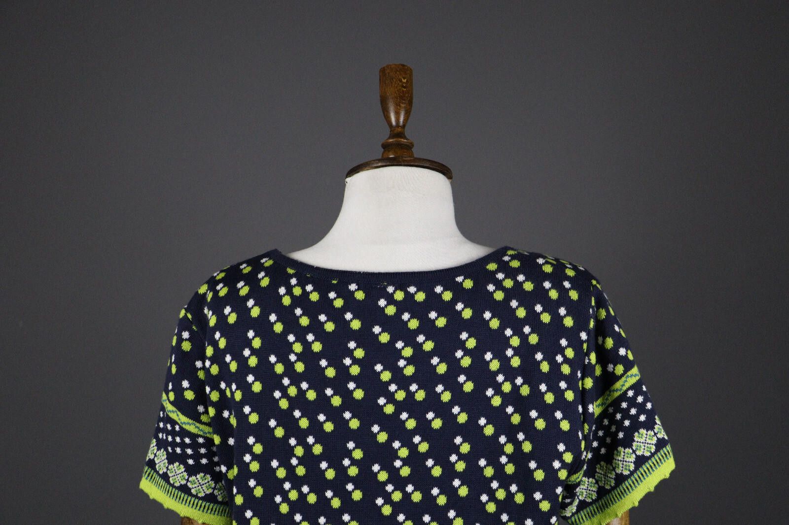 Designer Deerberg by Oska Colorful Green Floral Knit Dress Size L Size L / US 10 / IT 46 - 6 Thumbnail