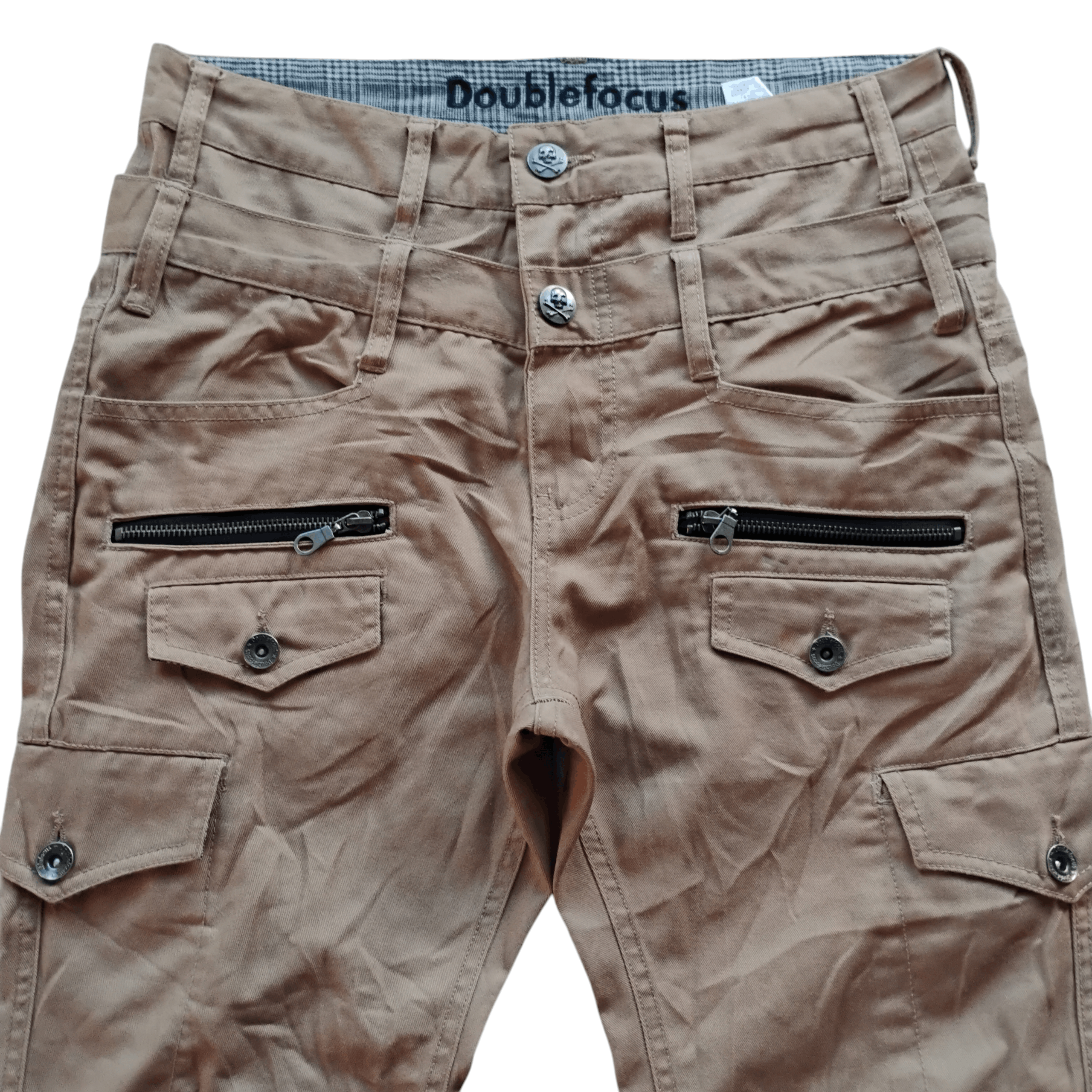 Japanese Brand Double Focus Double Waist Mutipocket Cargo Ruched Pants Size US 31 - 2 Thumbnail