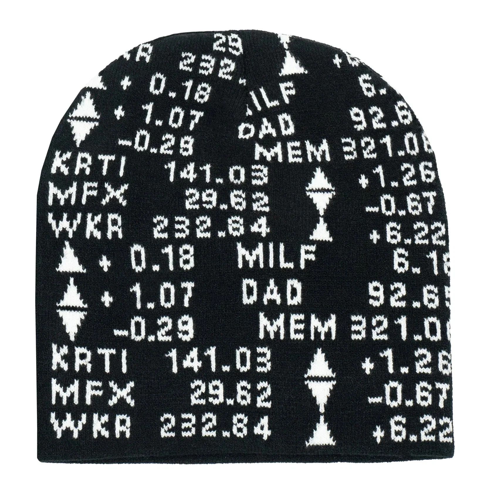 Milfdad Milfdad Stock Ticker Beanie Black & White Size ONE SIZE - 3 Thumbnail