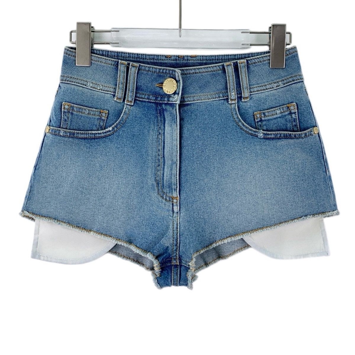 Balmain Balmain Blue Washed Denim Shorts Letter Embroidery K26WX Size 25" / US 0 / IT 36 - 1 Thumbnail
