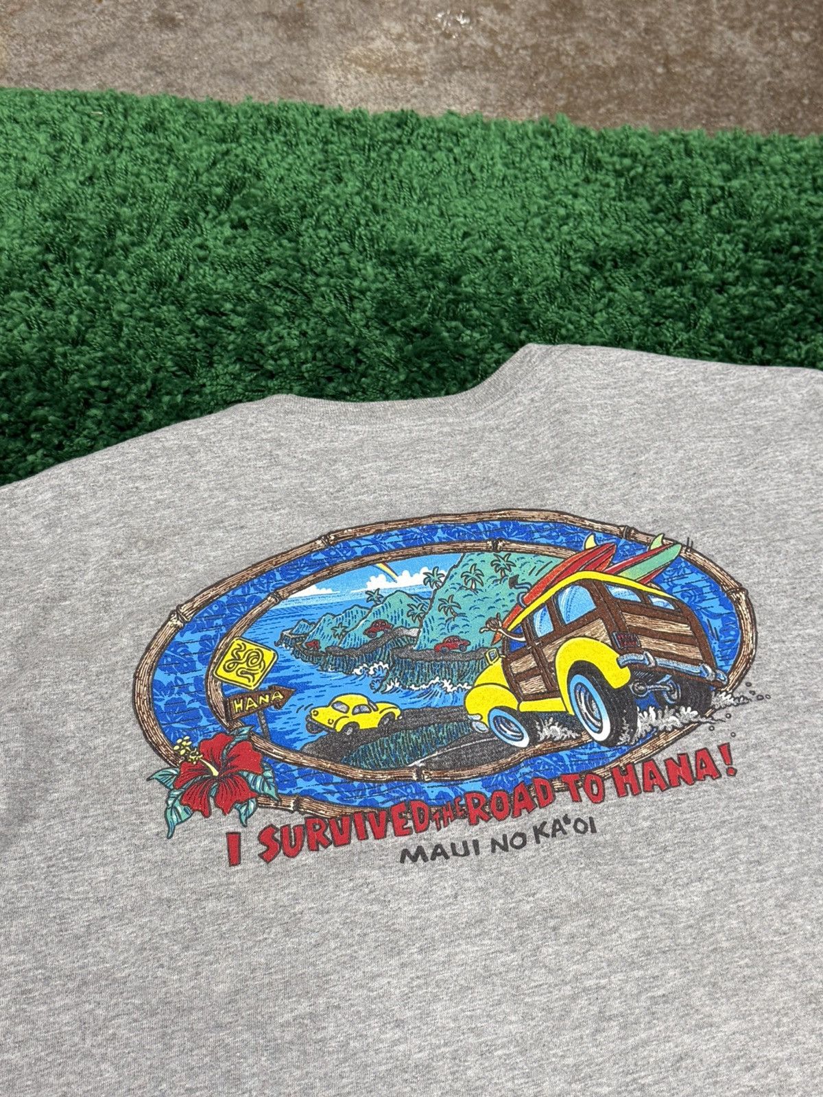 Vintage Vintage Grey Maui Hana Hawaii Cartoon Print Logo Tee Size US L / EU 52-54 / 3 - 2 Thumbnail