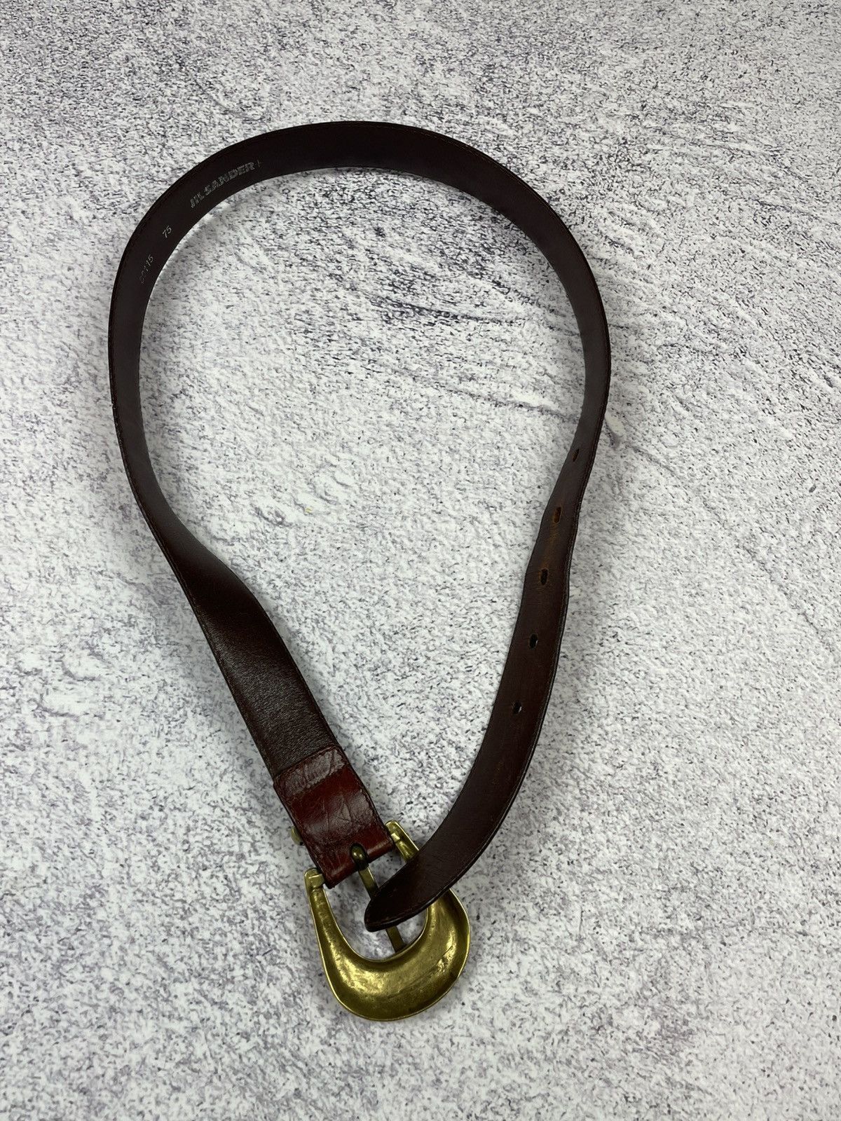 Jil Sander × Vintage Jil Sandre Leather Belt in Brown and Gold Buckle Size ONE SIZE - 11 Thumbnail