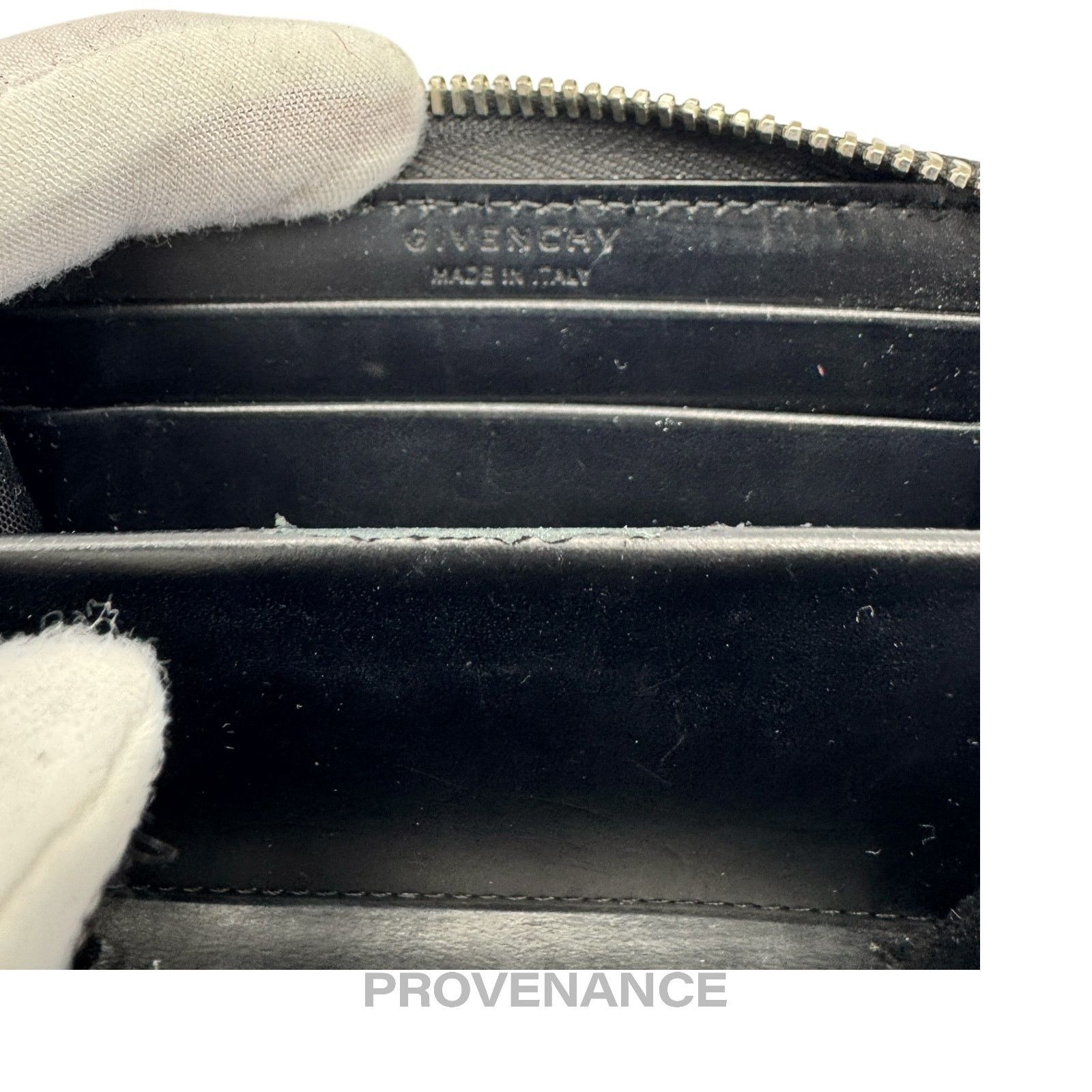 Givenchy 🔴 Givenchy Star Zip Card Wallet - Black Leather Size ONE SIZE - 8 Thumbnail