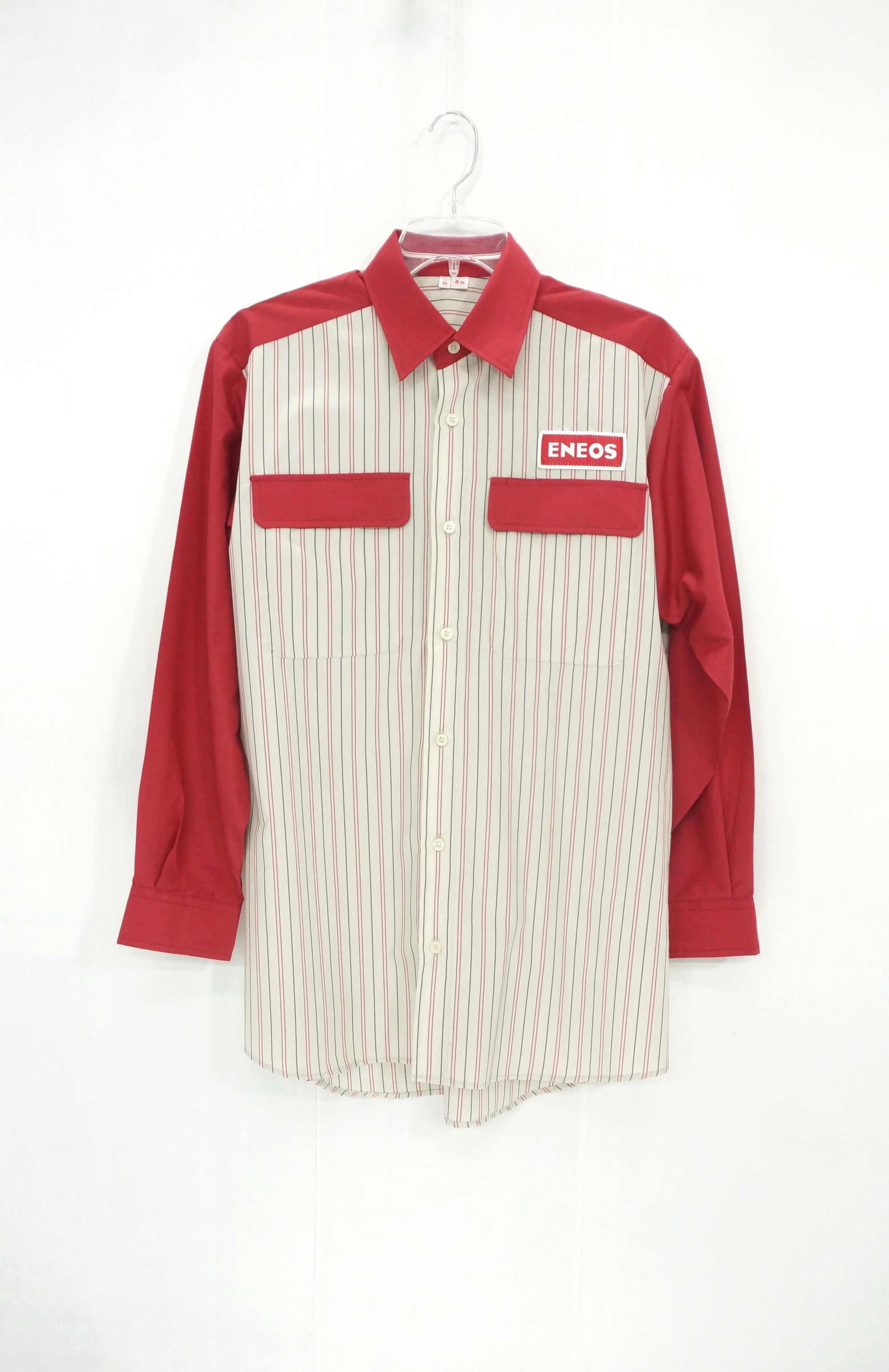Japanese Brand 🔥 Vtg ENEOS Button Up Long Sleeve Red Stripes Design Shirt Size US M / EU 48-50 / 2 - 1 Thumbnail