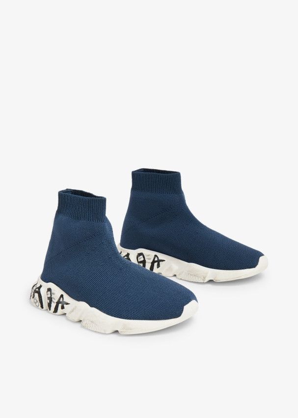 Balenciaga o1mt1gz0425 KIDS - Speed Graffiti Recycled Knit Sneakers Size US 5 / EU 37 - 3 Thumbnail