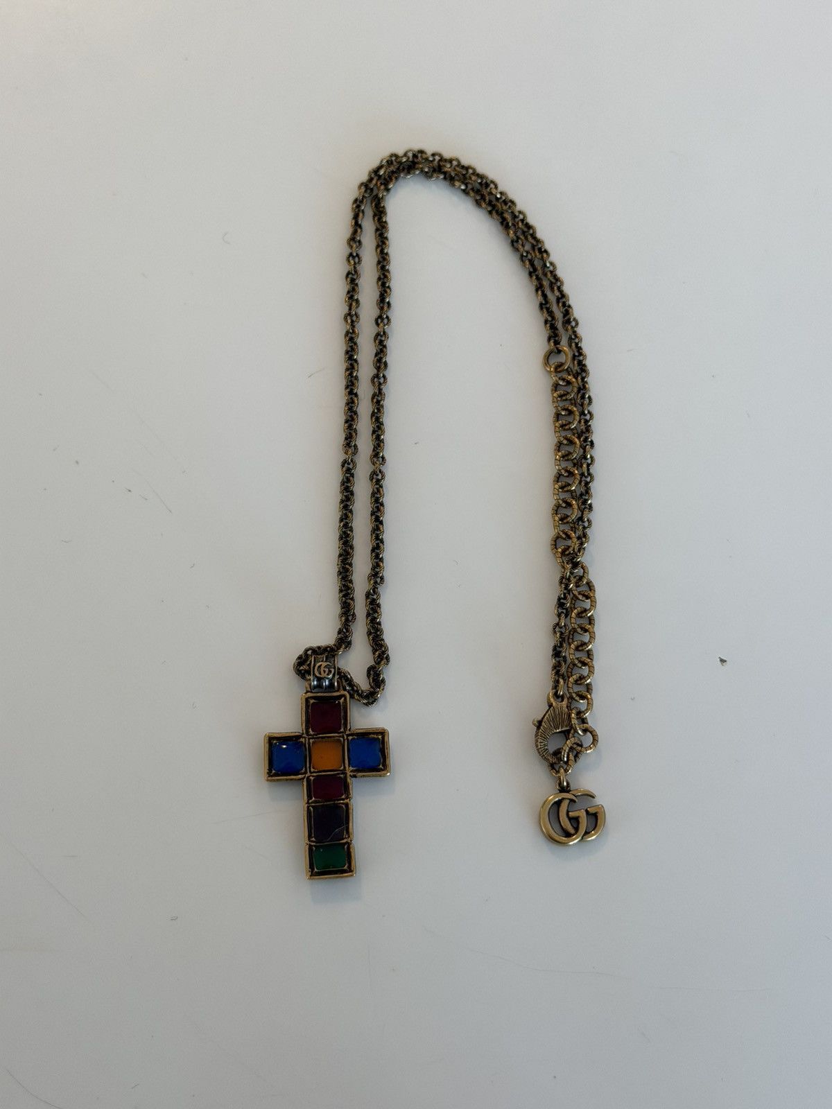 Gucci GUCCI Cross MULTICOLOR RUNWAY Pendant Necklace Size ONE SIZE - 1 Thumbnail