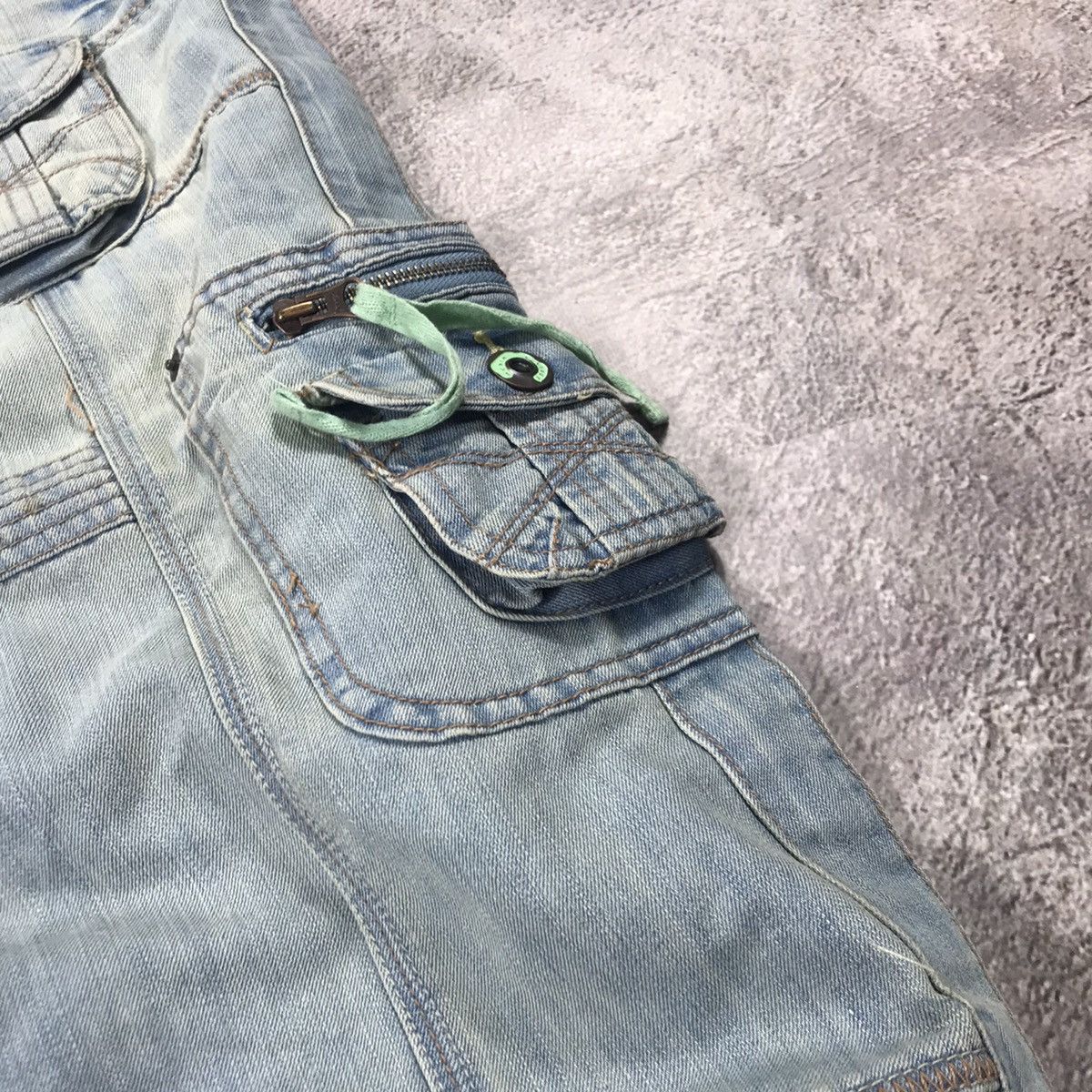 Vintage Y2K Baggy Distressed Cargo Jeans Skate Streetwear W31 Logo Size 31" - 4 Thumbnail