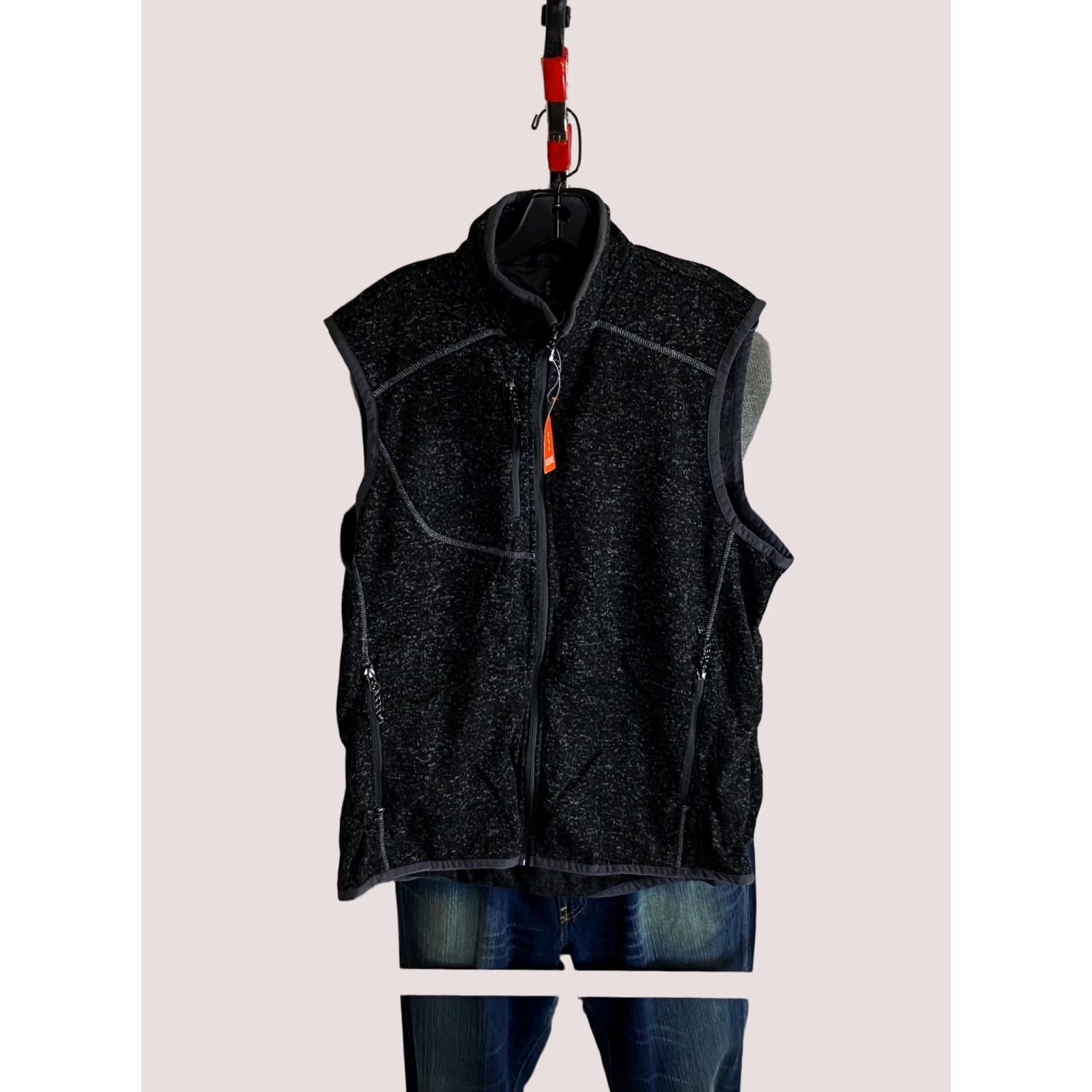 Vintage NWT Elevate Gray Zippered Multi Pocket Fleece Vest Medium M Mens Size US M / EU 48-50 / 2 - 1 Thumbnail