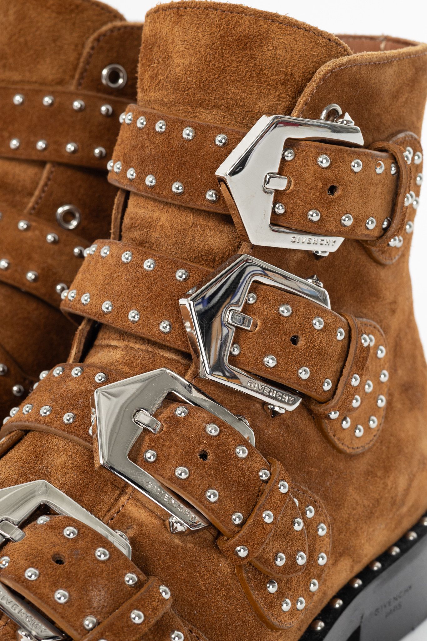 Givenchy Givenchy Elegant Prue Brown Suede Studded Buckle Ankle Boots Size US 6 / IT 36 - 7 Thumbnail