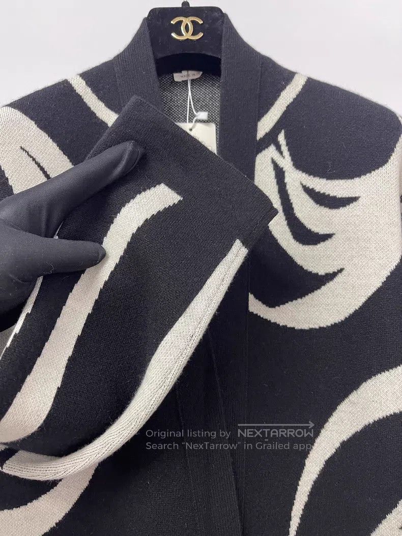 Hermes Hermes Long black and white cashmere knit cardigan Size XXS / US 00 / IT 34 - 3 Thumbnail
