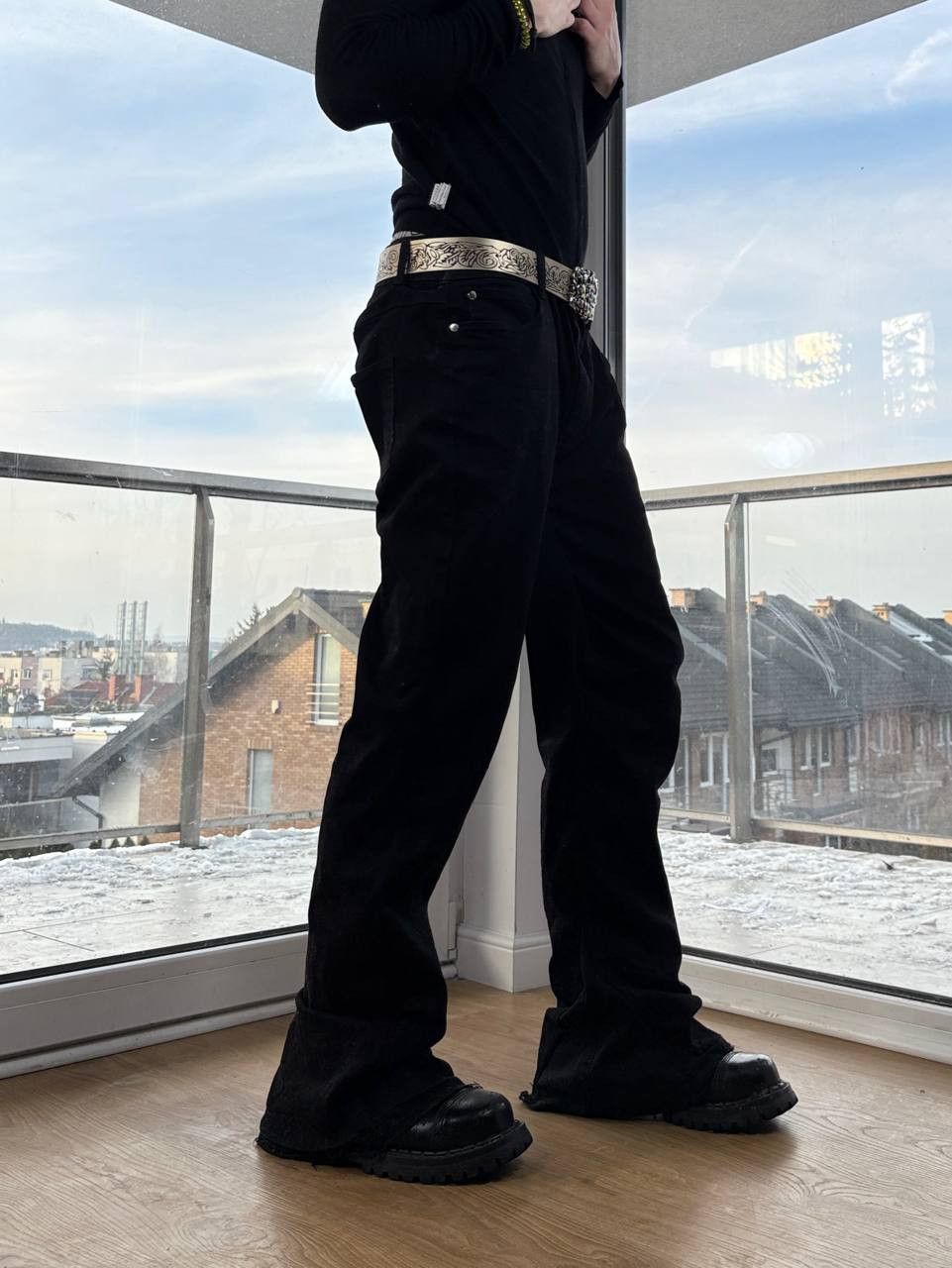 Japanese Brand flare bootcut custom black jeans Size US 34 / EU 50 - 2 Thumbnail