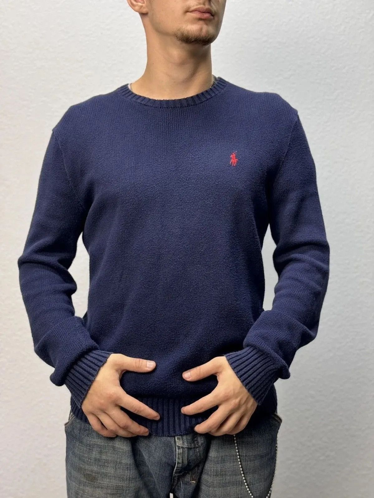 Vintage Polo Ralph Lauren Cable Knit wool blue sweater Size US M / EU 48-50 / 2 - 3 Thumbnail