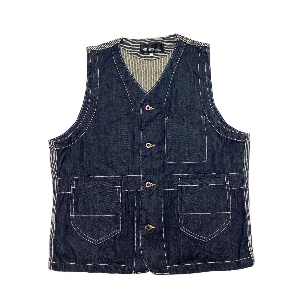 image of Takeo Kikuchi Denim Vest Indigo Hickori, Men's (Size Medium)