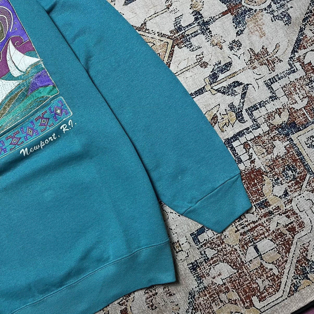 Tultex × Vintage VintageTultex 90's Sail Boat Blue Green Size US XL / EU 56 / 4 - 4 Thumbnail