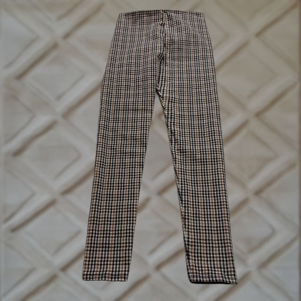 Boohoo VINTAGE Boohoo Pants Womens 27x29 Straight Pl?id Brown Plaid High Rise Trousers Stretch Pull On Casual Size 27" / US 4 / IT 40 - 1 Thumbnail