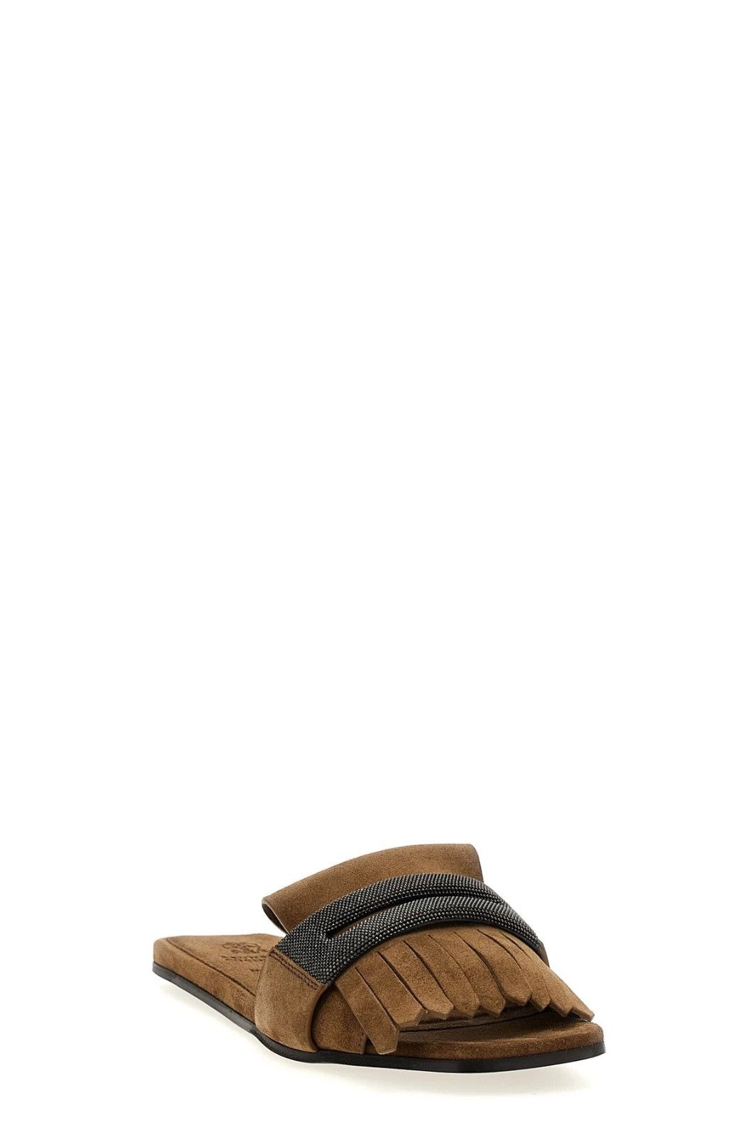 Brunello Cucinelli BRUNELLO CUCINELLI Beige/Brown Suede Slipper Sandals Size US 11 / IT 41 - 2 Thumbnail