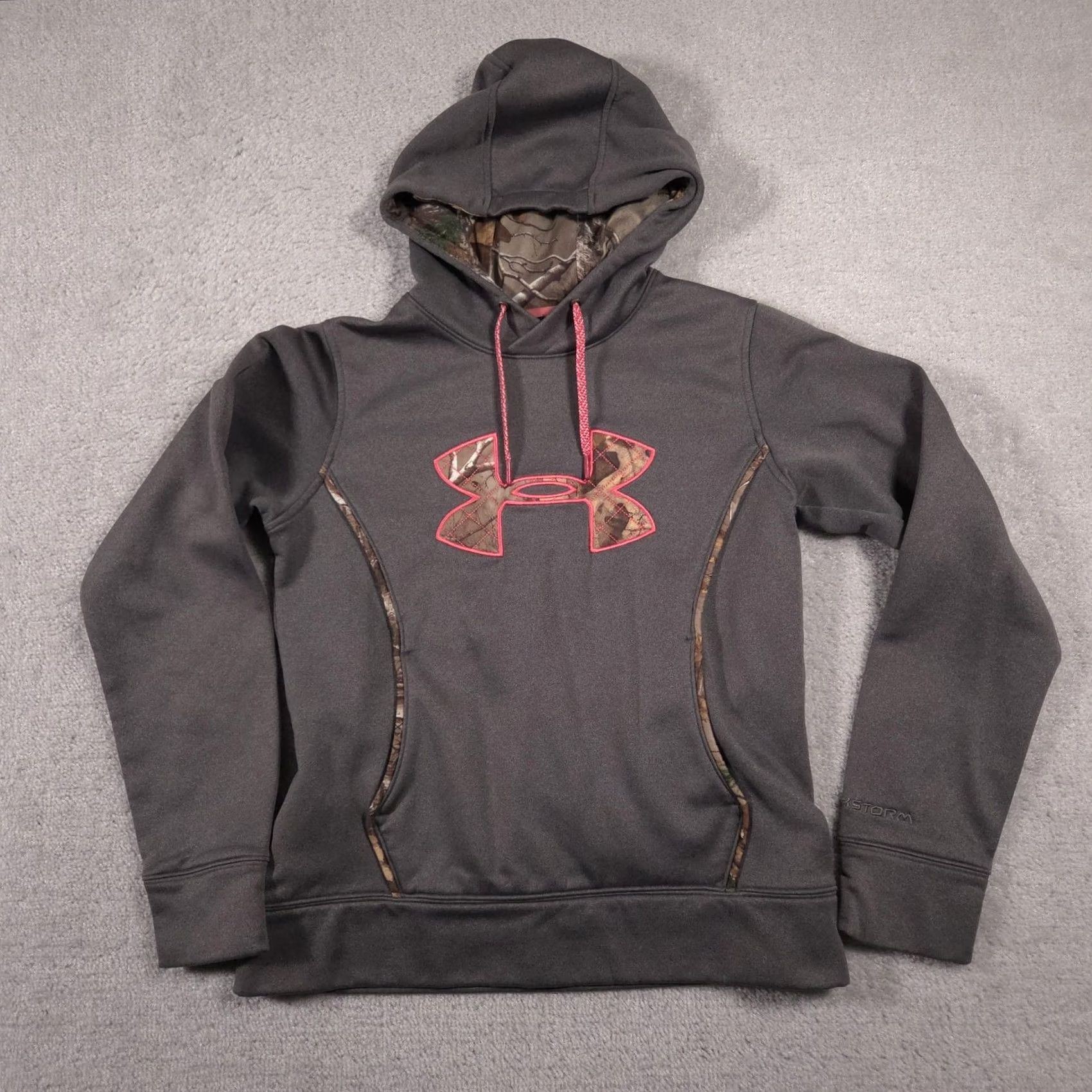 Under Armour Under Armour Hoodie Womens Small Gray UA Storm Camouflage Logo Pullover Sweatshirt Size S / US 4 / IT 40 - 2 Thumbnail