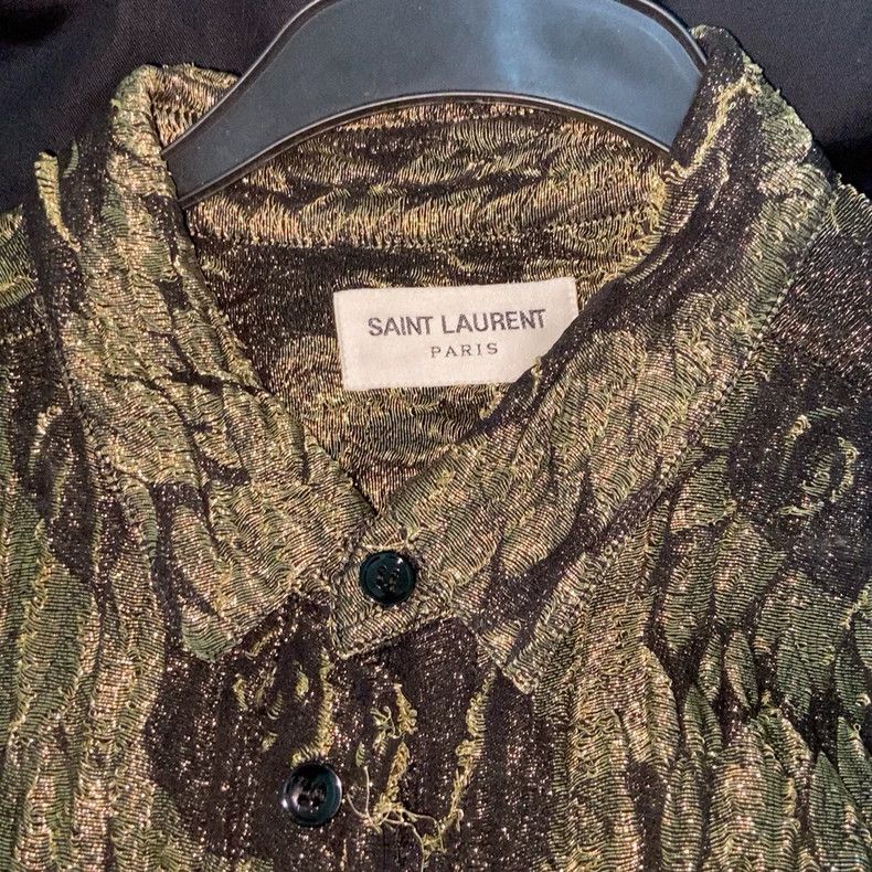 Yves Saint Laurent saint laurentBlack and Gold Thread Blend Men's Shirt 2503-N Size US XXS / EU 40 - 2 Thumbnail