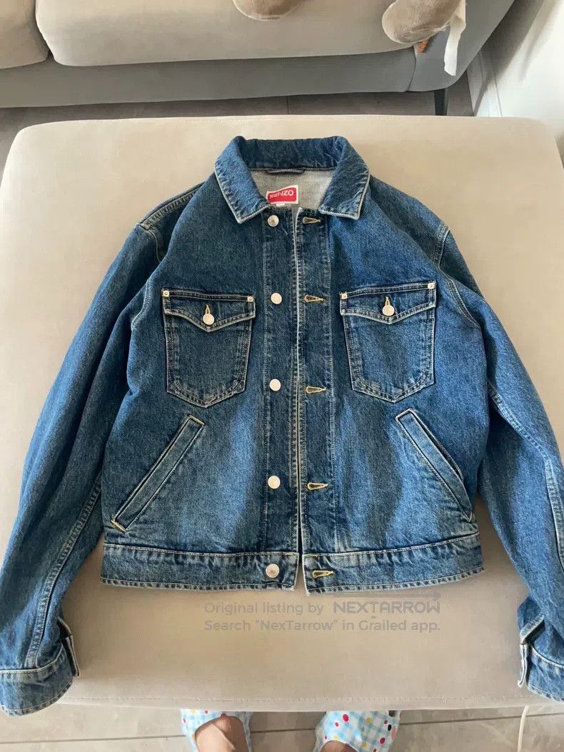 Kenzo Kenzo SS22 Solid Color Embroidered Denim Jacket - Blue wit Size US S / EU 44-46 / 1 - 1 Thumbnail