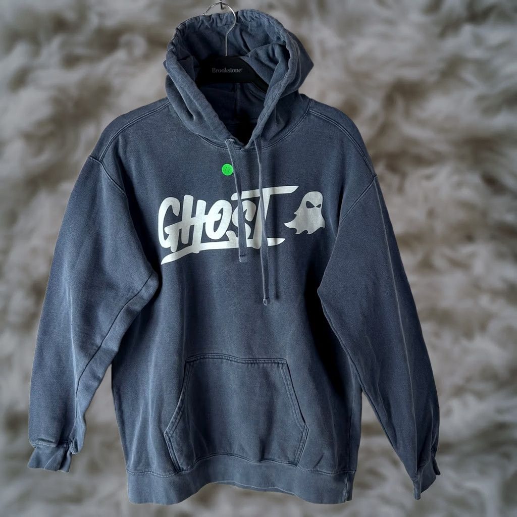 Vintage Ghost Lifestyle Mens Hoodie M Gray Graphic Print Logo Pullover Sweatshirt Size US M / EU 48-50 / 2 - 1 Thumbnail