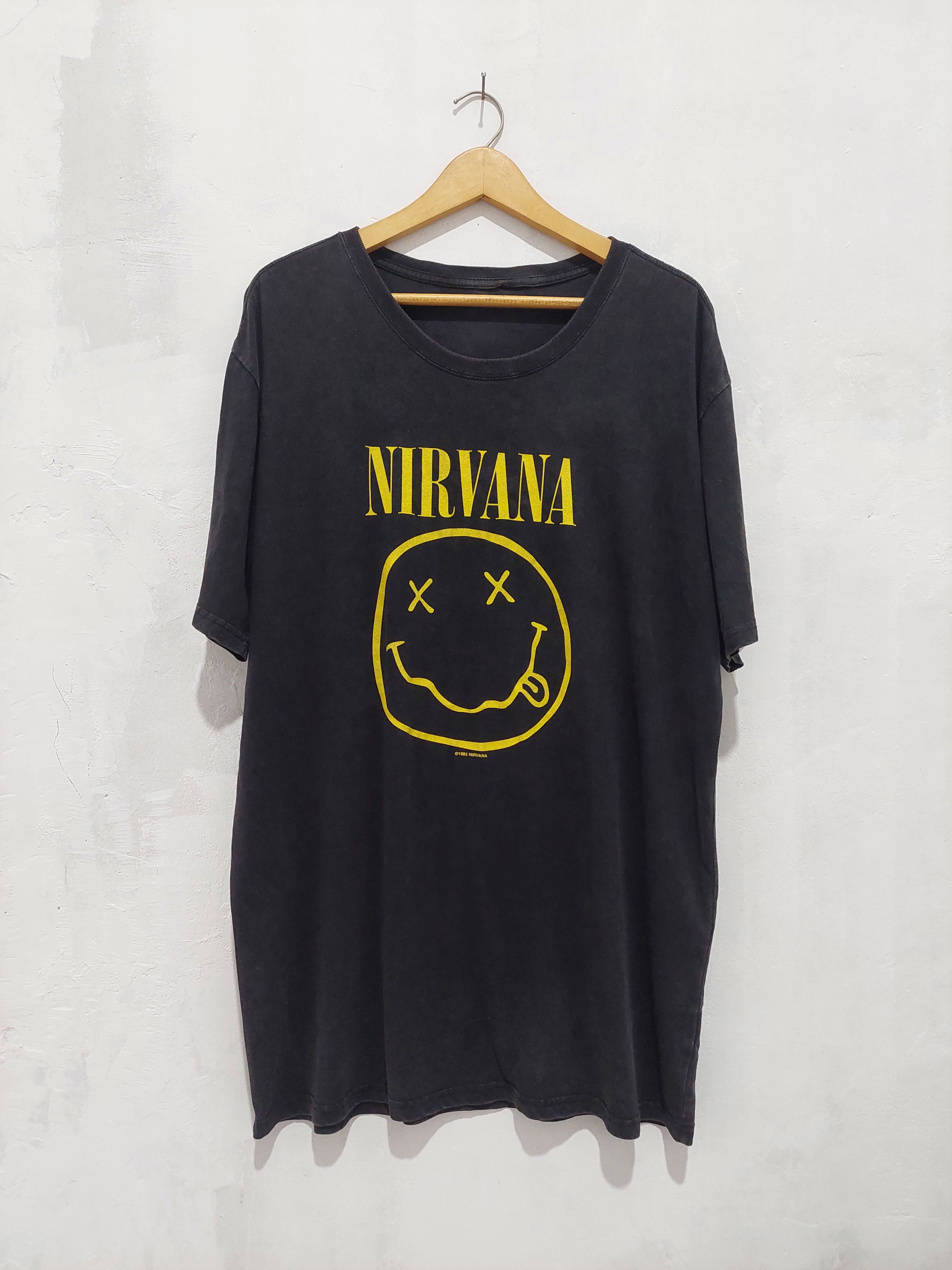 image of Archival Clothing x Band Tees Vintage Nirvana Smile 1992 Band Tshirt in Black, Men's (Size Large)