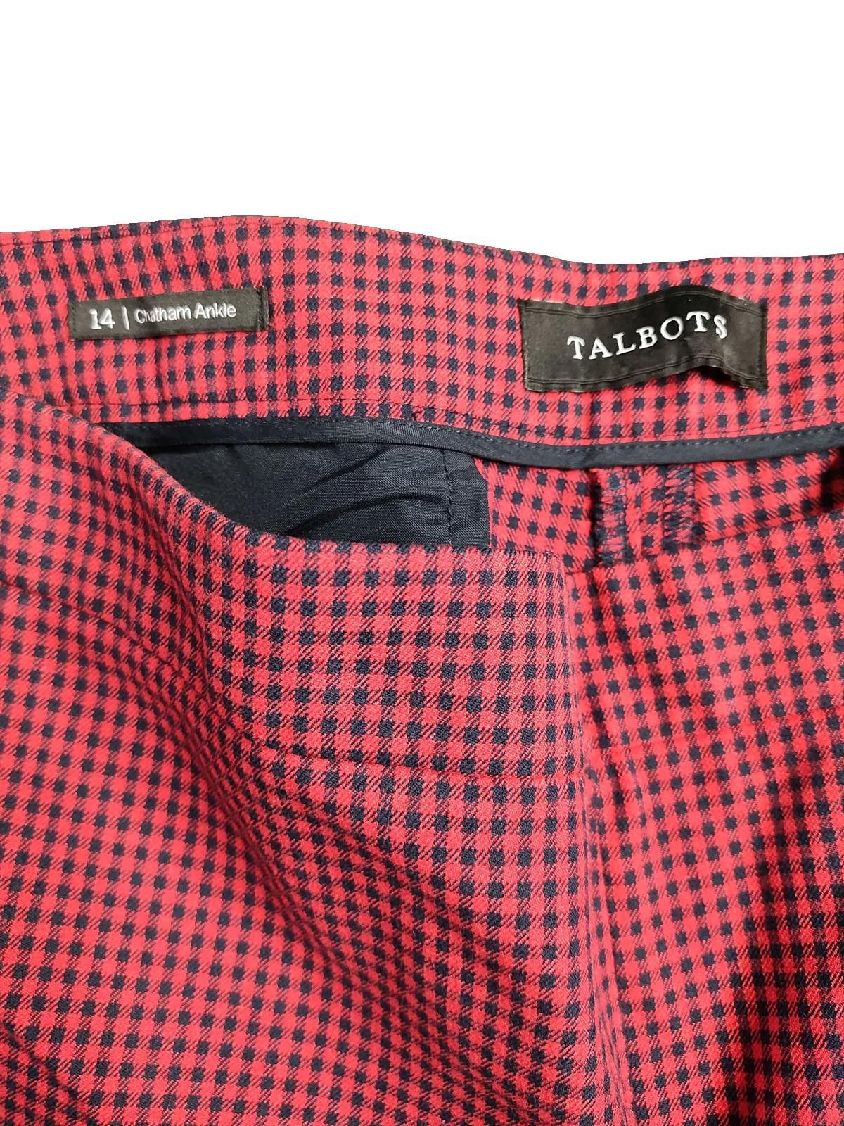 Designer Talbots Women's Chatham Ankle Red Patterned Dress Pants Size 36" / US 14 / IT 50 - 6 Thumbnail