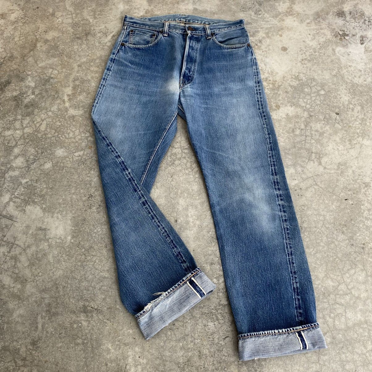 Vintage Warehouse Faded Stonewashed Blue Selvedge Jeans