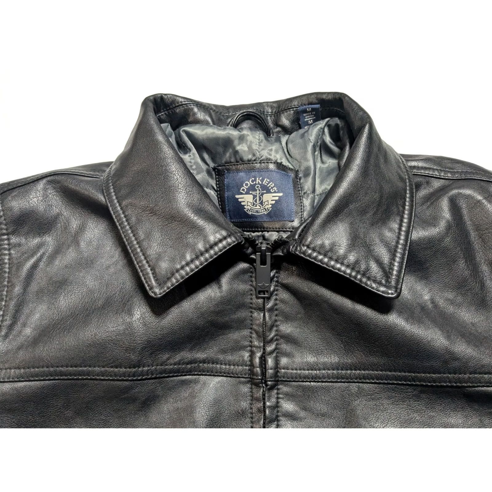 Dockers DOCKERS Black Vegan Faux Leather Jacket Men Medium Zip Quilted Lining NEW Midweight Fall Winter Regular Jacket Mens Size US M / EU 48-50 / 2 - 4 Thumbnail