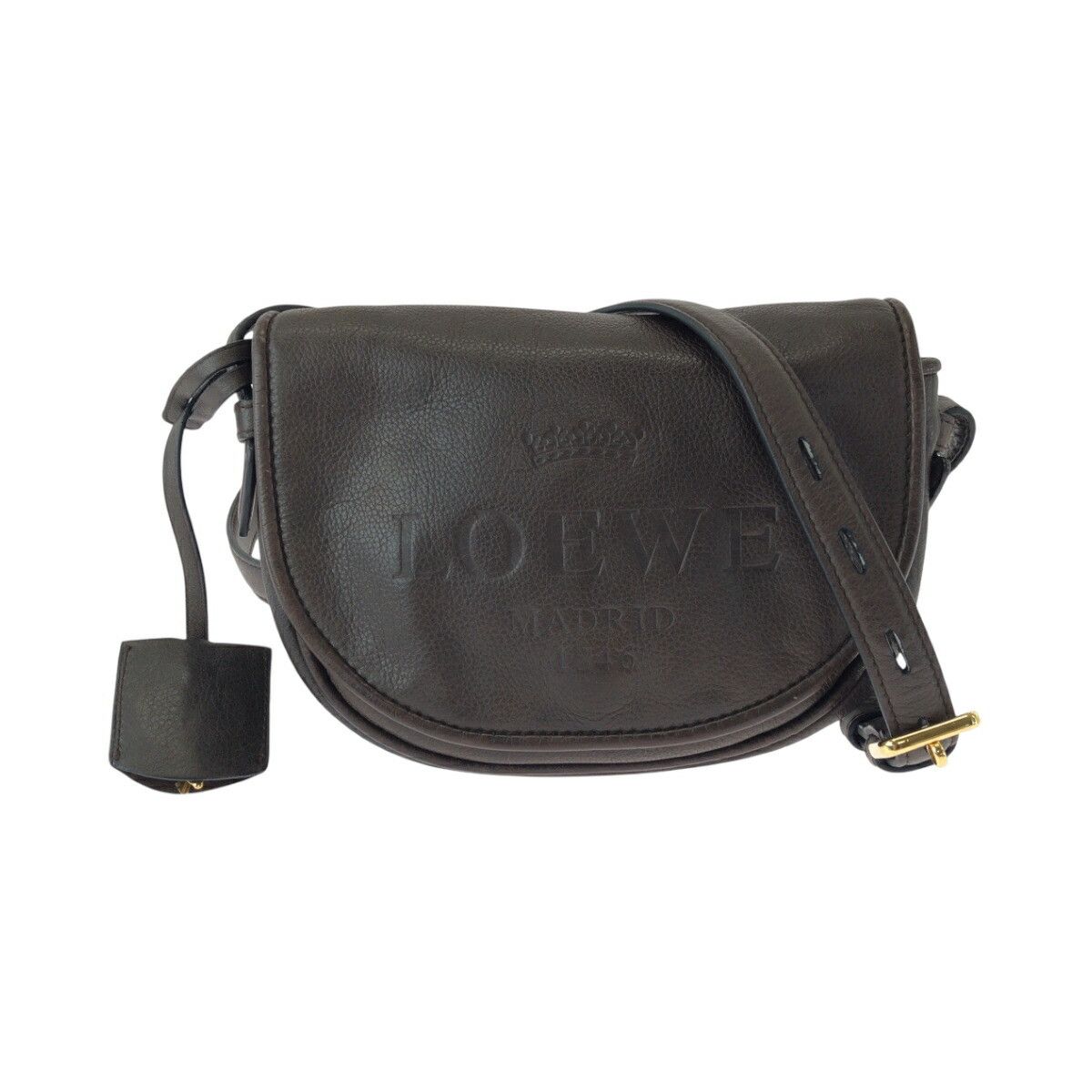 Loewe Loewe Leather Heritage Logo Shoulder Bag Leather Shoulder Bag 501283 in Brown, Women's