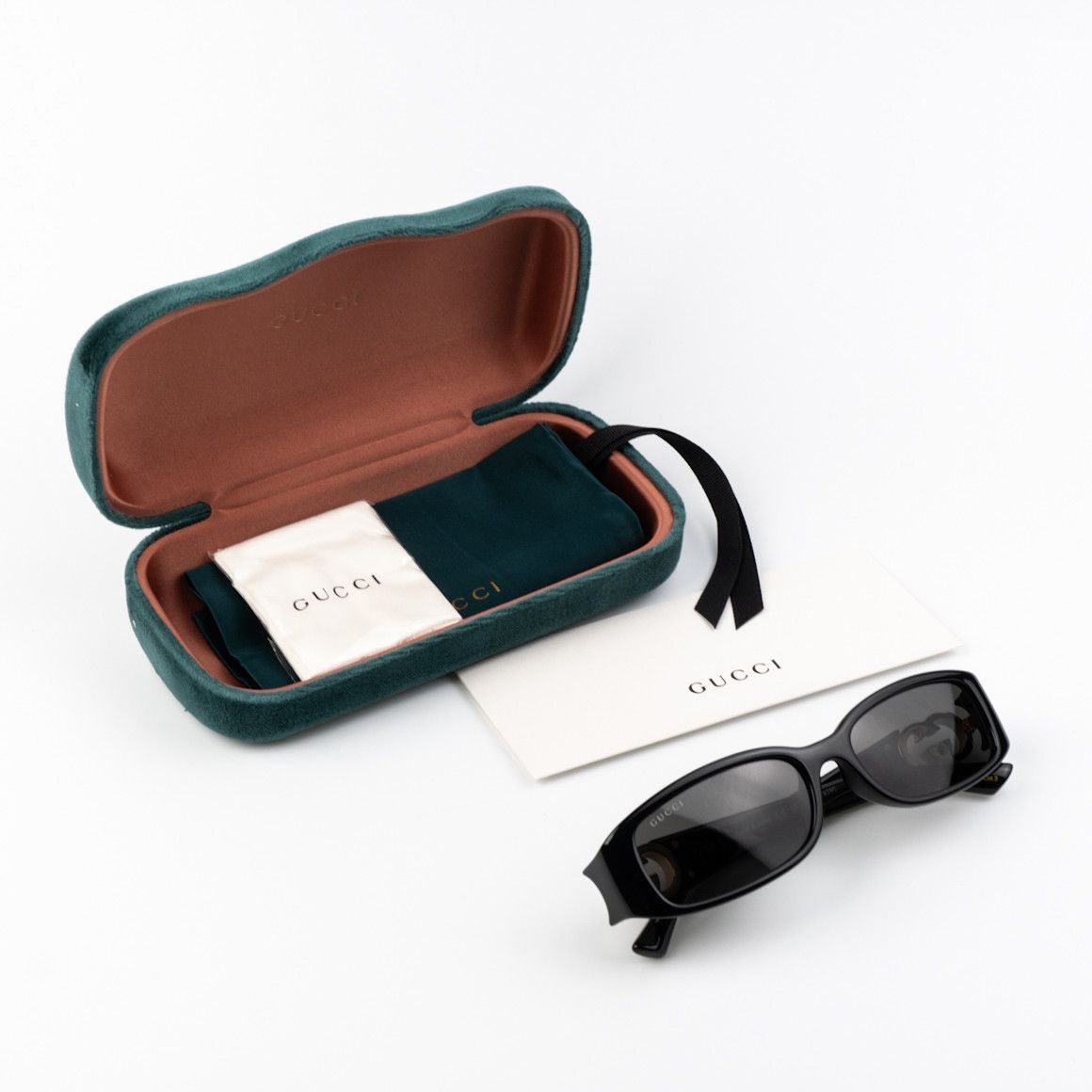 Gucci NEW Gucci GG1661S 001 Black Grey Rectangle Unisex Sunglasses Size ONE SIZE - 9 Thumbnail