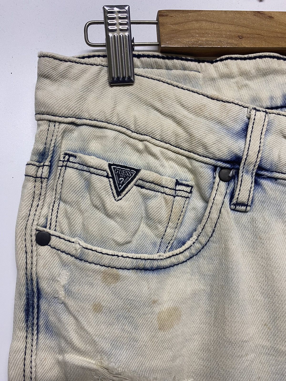 Guess × Vintage Vintage GUESS Los Angelas Skinny Distressed Denim Jeans Size US 34 / EU 50 - 9 Thumbnail