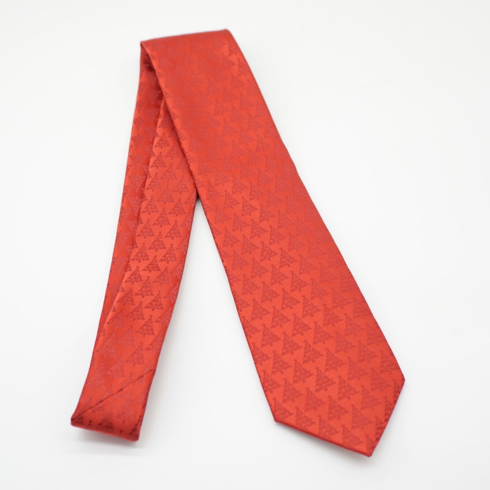 Vintage Yule Tie Greetings Hallmark Red Christmas Tree Woven Polyest Size ONE SIZE - 6 Thumbnail