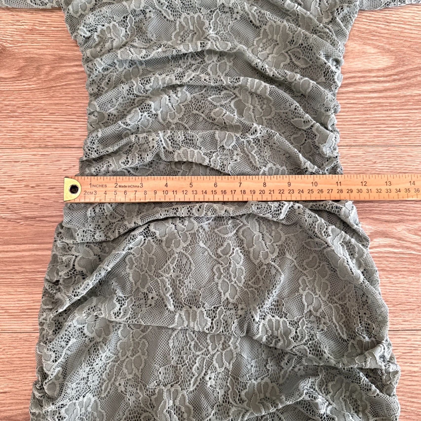 Vintage VINTAGE Lily Rose Women's Dress Bodycon Lace Off the Shoulder Knee Length Long Sleeve Small Green Size S / US 4 / IT 40 - 7 Thumbnail