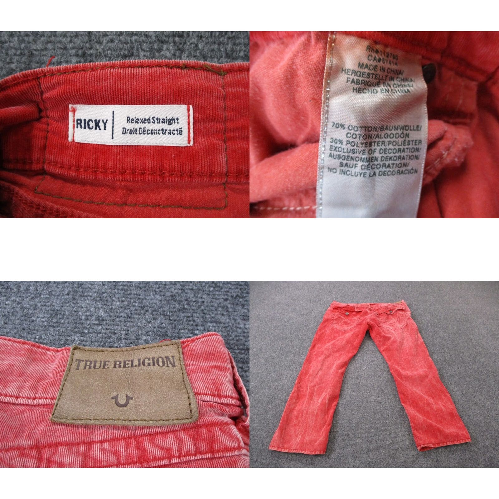 True Religion True Religion Jeans Mens 40 Red Denim Ricky Relaxed Straight Acid Wash Faded Jeans Size US 40 / EU 56 - 8 Thumbnail