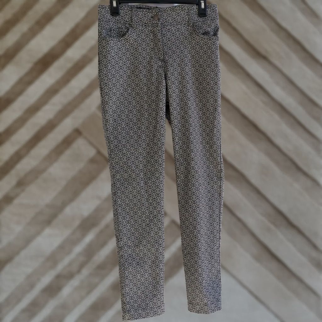 Vintage 89th & Madison Dress Pants Women's 8 Pull On Geometric Black White Print Stretch Pants Mens? Size 30" / US 8 / IT 44 - 1 Thumbnail