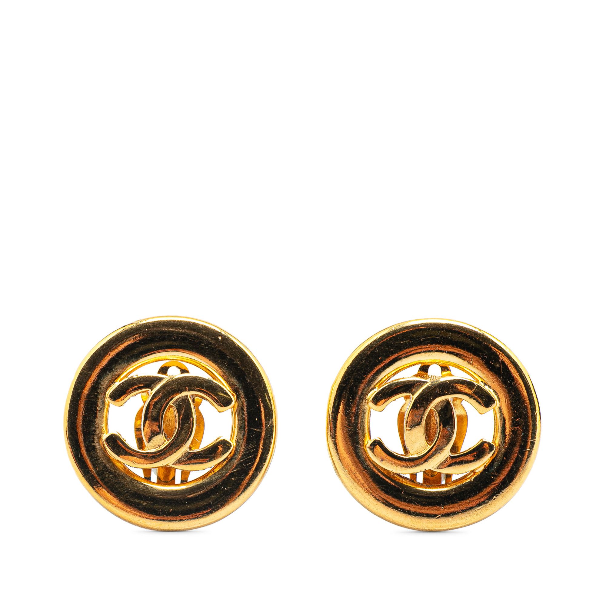 Chanel Chanel Gold Plated CC Round Clip On Earrings Size ONE SIZE - 1 Thumbnail
