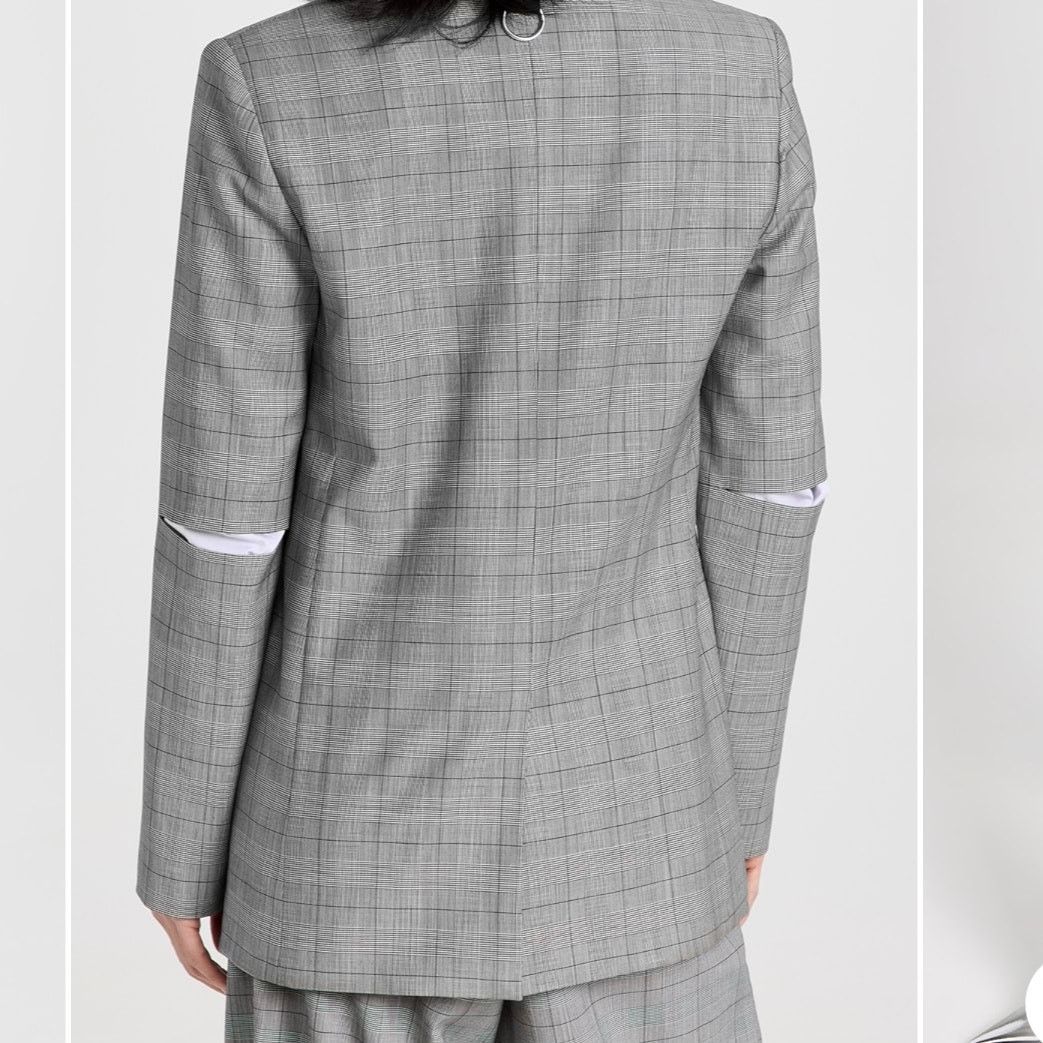 Tibi TIBI Marlon Cutout Checked Grain De Poudre Blazer size 4 J1 Size S / US 4 / IT 40 - 2 Thumbnail