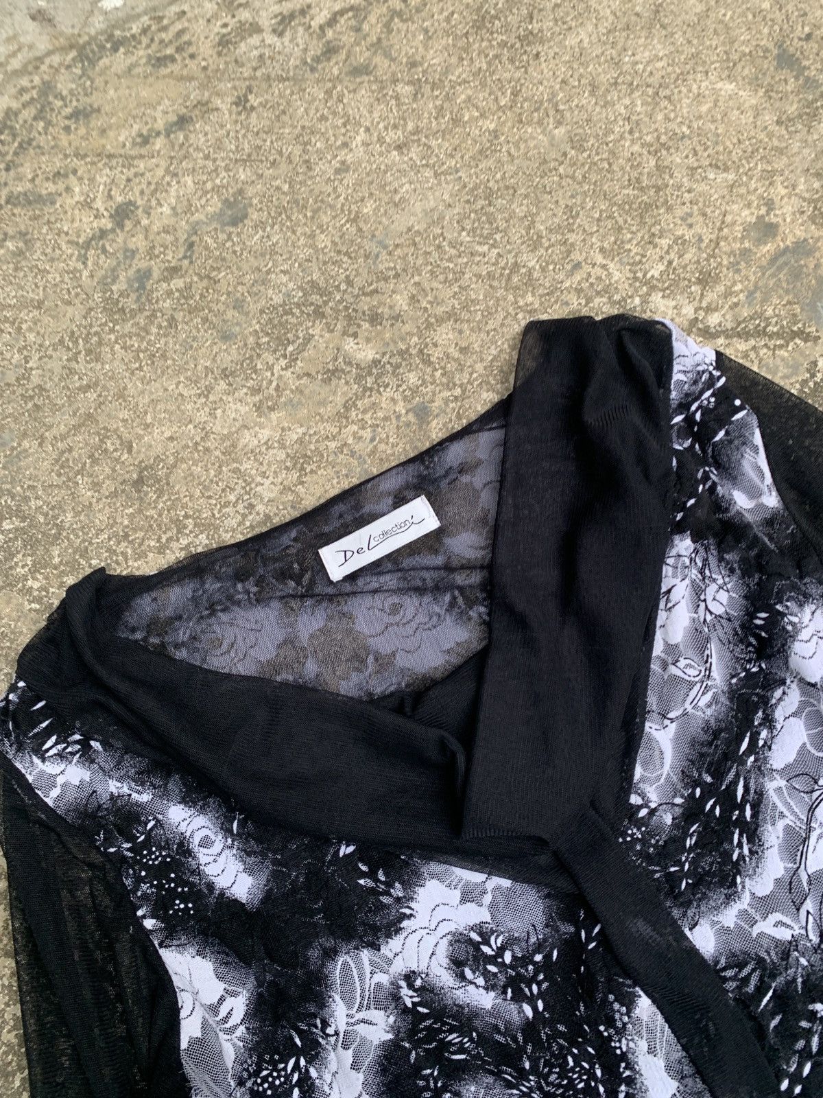 Japanese Brand × Vintage y2k DeLI Collection Ruffle Floral Trim Mesh Longsleeve Top Size S / US 4 / IT 40 - 5 Thumbnail