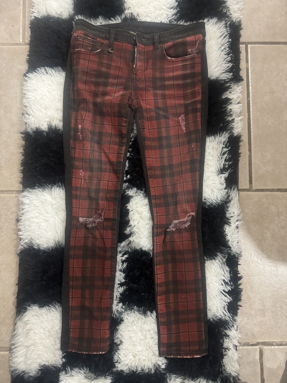 Auburn Plaid Distressed Boy Straight