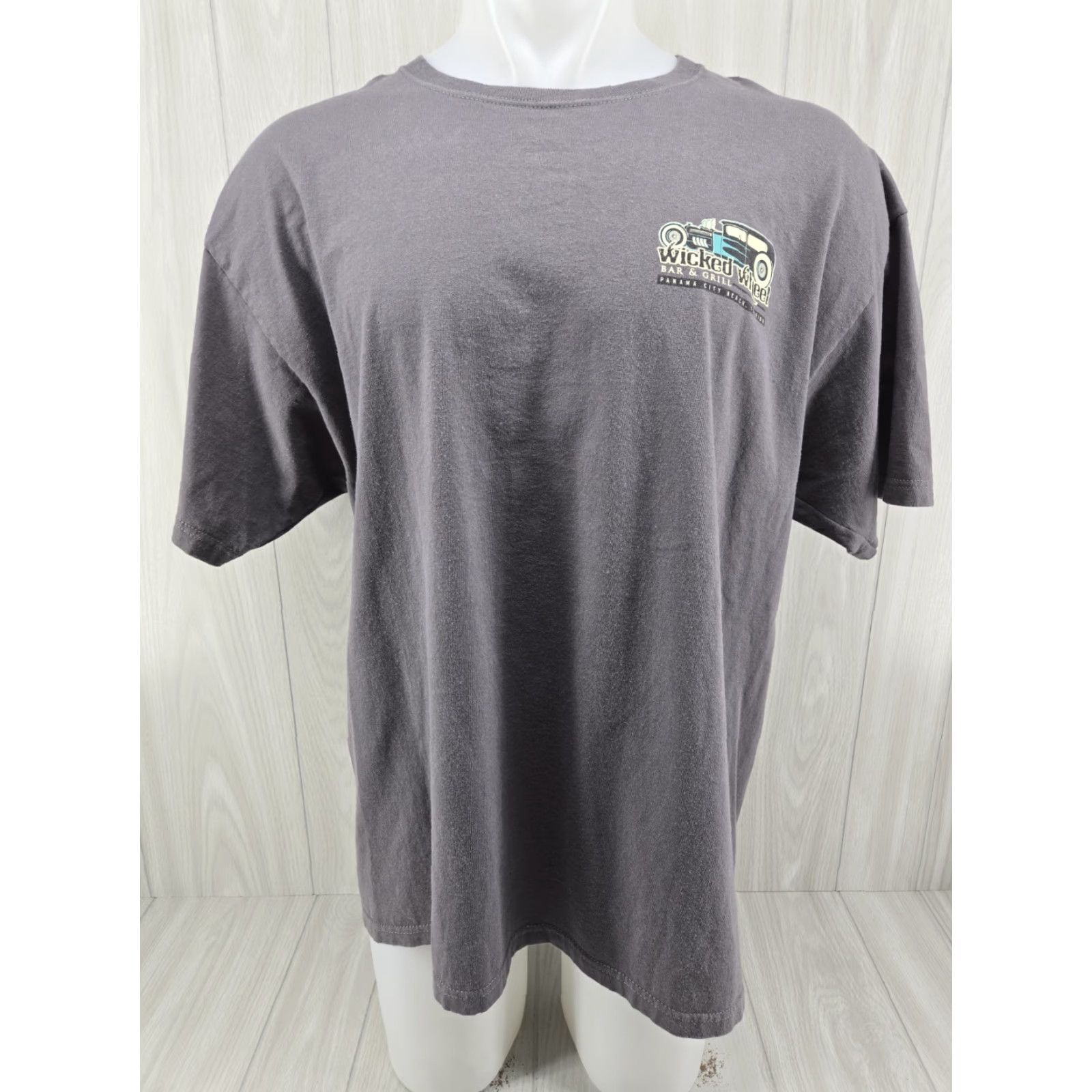 Anvil Distressed Wicked Wheel Motorcycle Panama City Beach Shirt Men Gray 2XL Size US XXL / EU 58 / 5 - 2 Thumbnail