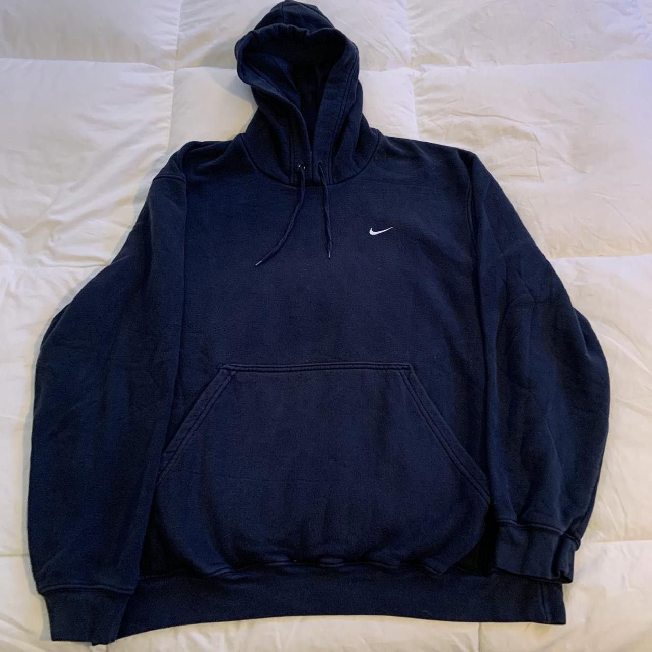 Nike Vintage 2000s Grey Tag Navy Breast Swoosh Hoodie Size US XL / EU 56 / 4 - 1 Thumbnail