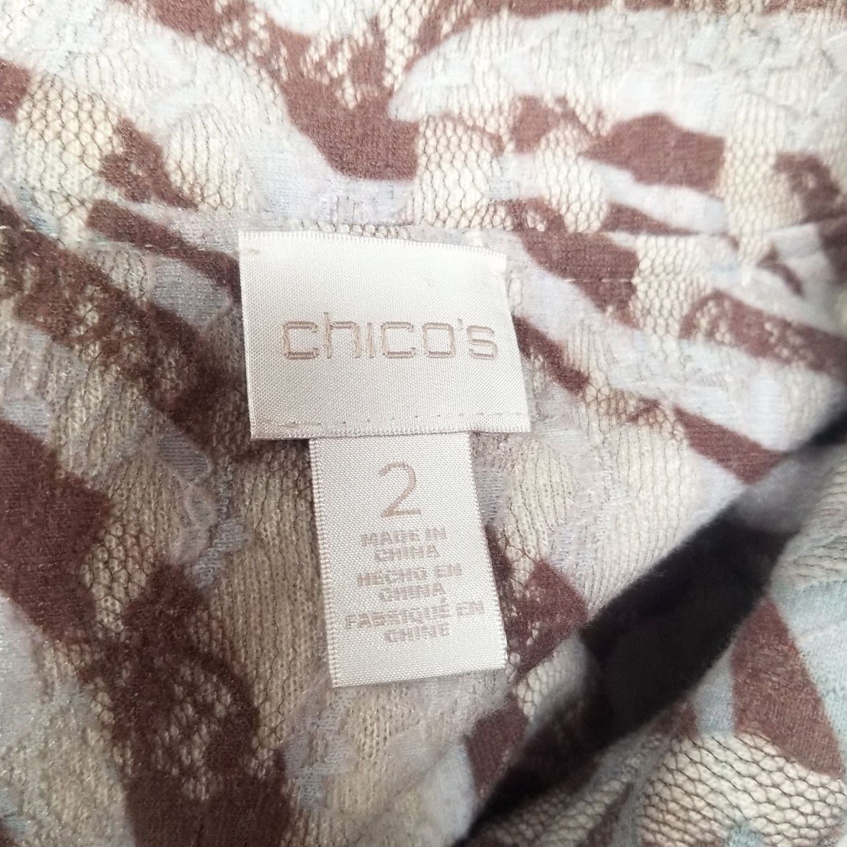 Vintage Chico's Womens Wrap Front Blazer Jacket Lace Knitted Animal Print Beige Brown Blazer Women Open Front Regular Size 2 White Beige Size XS / US 0-2 / IT 36-38 - 3 Thumbnail
