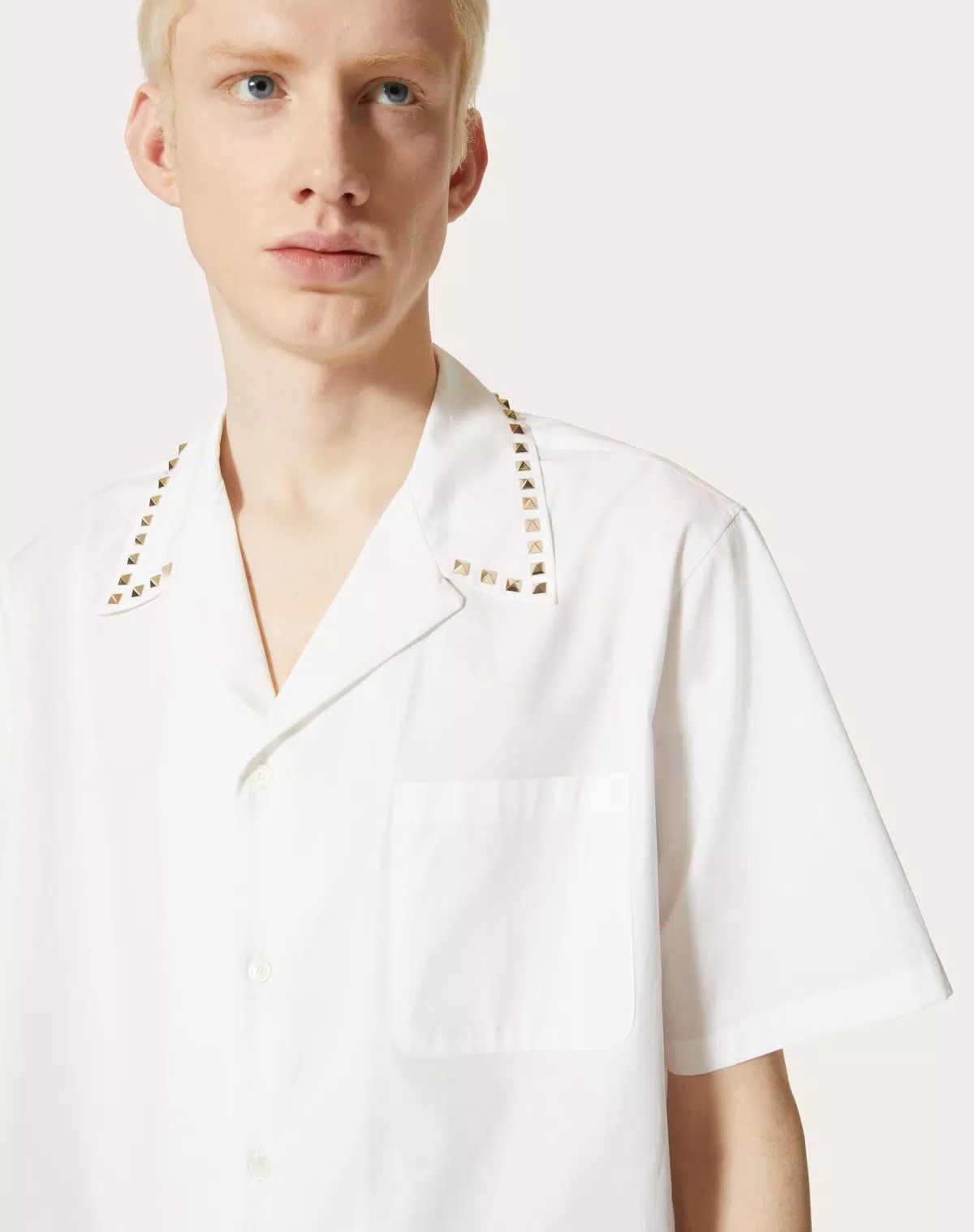 Valentino oc11z0625 Cotton Bowling Shirt in White Size US M / EU 48-50 / 2 - 7 Thumbnail