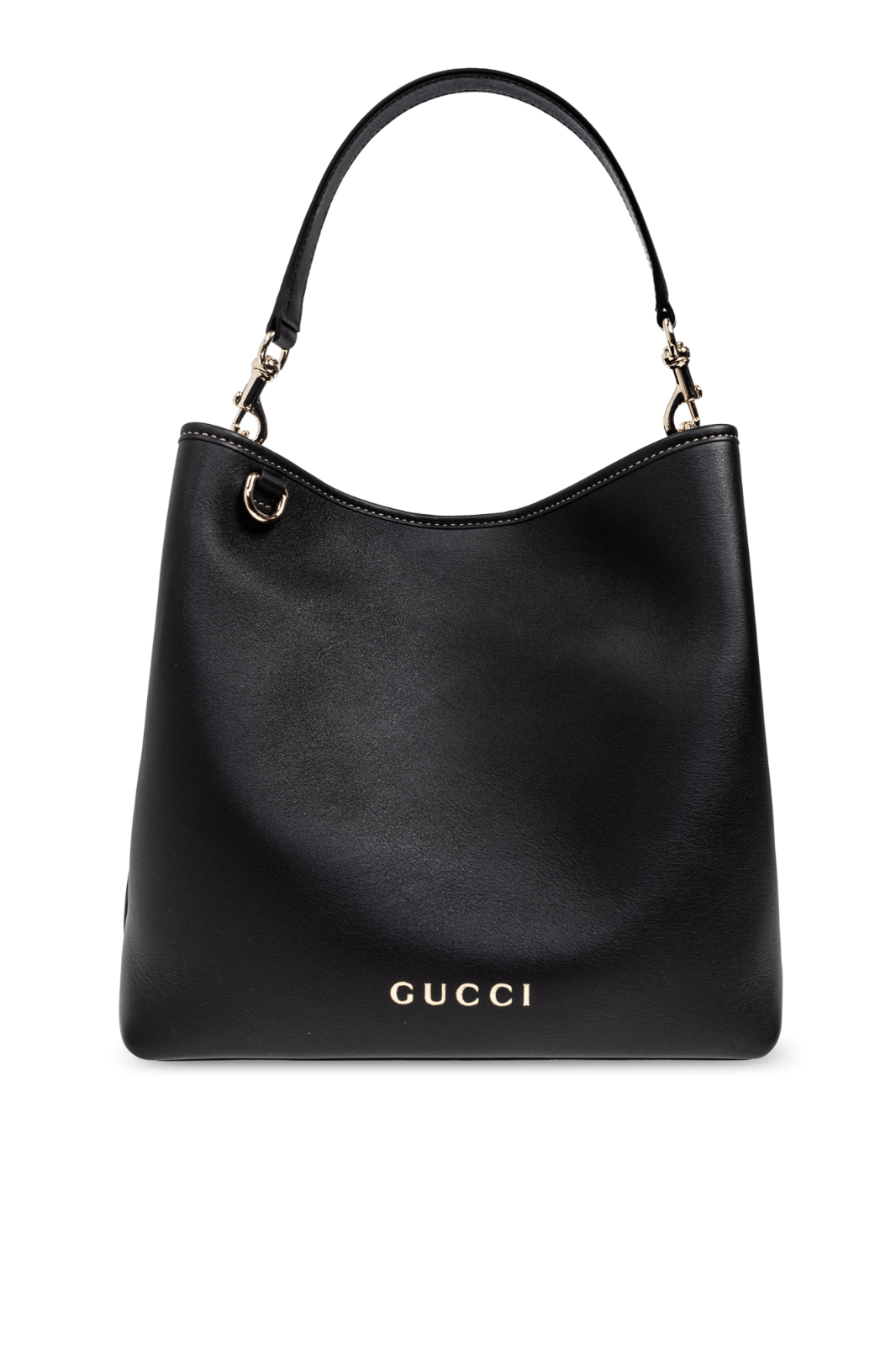 GUCCI GG Med Black Leather Top Handle Bag New Auth