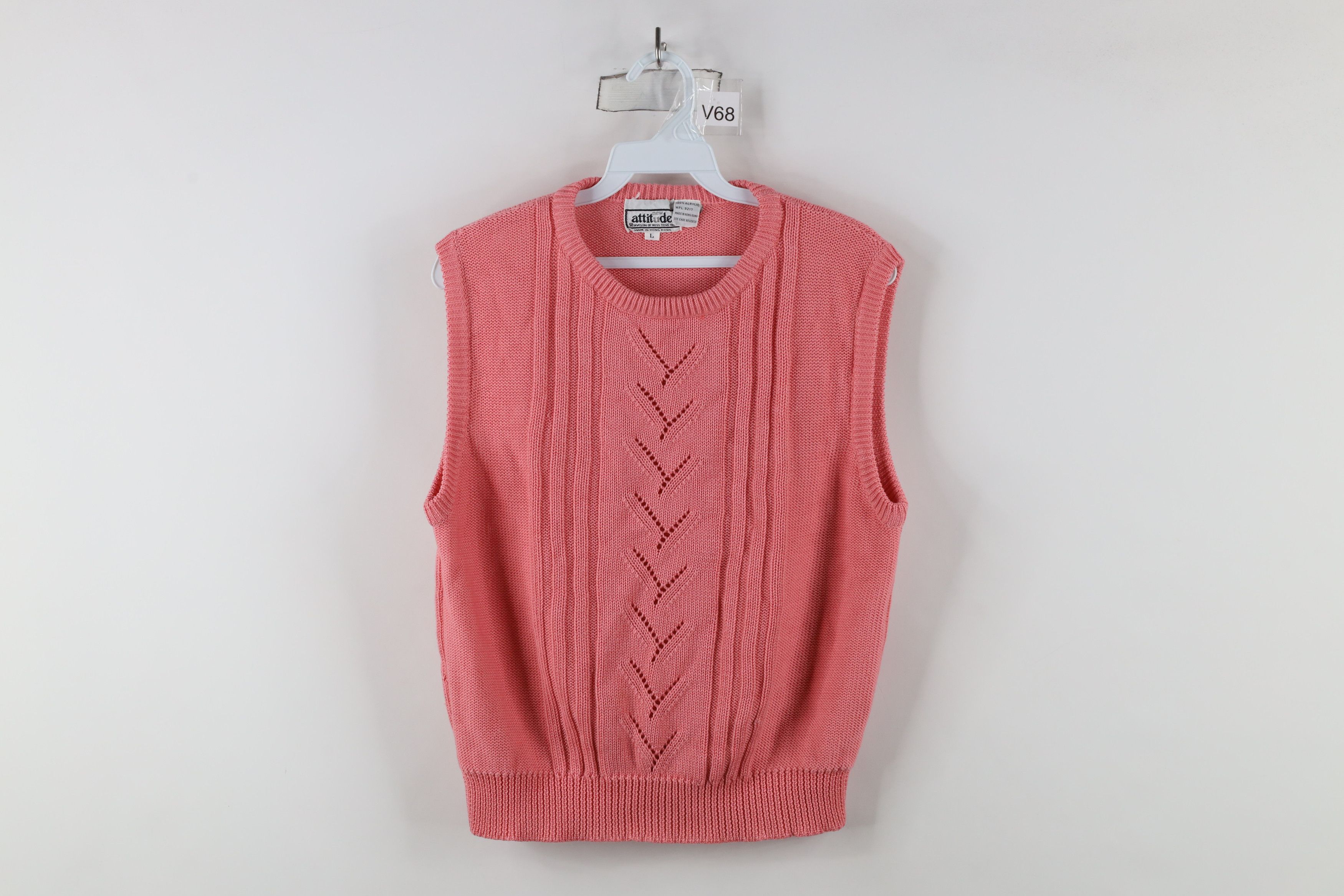 Vintage Vintage 90s Streetwear Chunky Ribbed Knit Sweater Vest Pink Size L / US 10 / IT 46 - 1 Thumbnail