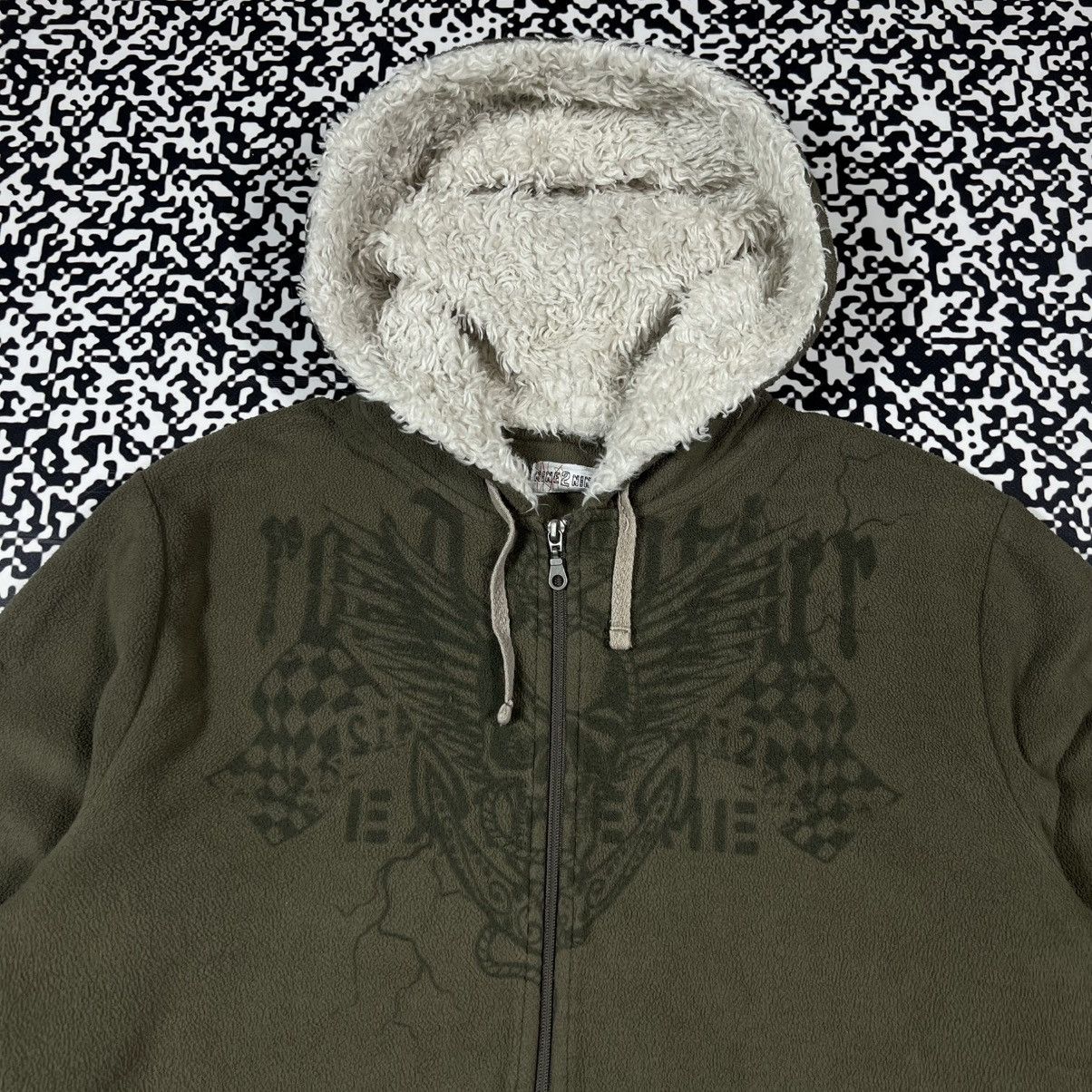 Japanese Brand Vintage Y2K Japanese Affliction Skull Tribal Fur Faux Hoodie Size US L / EU 52-54 / 3 - 4 Thumbnail