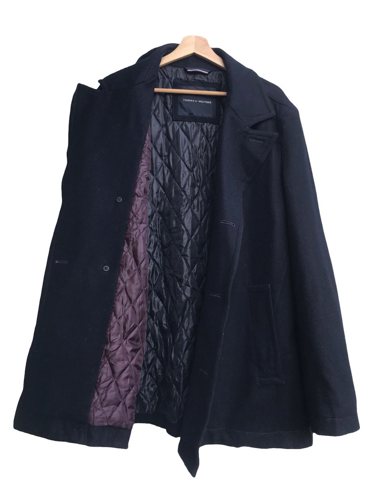 Designer × Tommy Hilfiger Tommy Hilfiger Navy Wool Blend Double Breasted Walker Coat Size US XL / EU 56 / 4 - 3 Thumbnail
